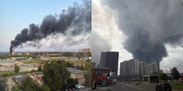 Московську область атакують дрони: неподалік від столиці РФ “приліт”, здійнявся сильний дим (відео)