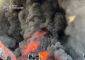 На Київщині після повторної атаки рф горять логістичні об'єкти – показали, що зараз на місці