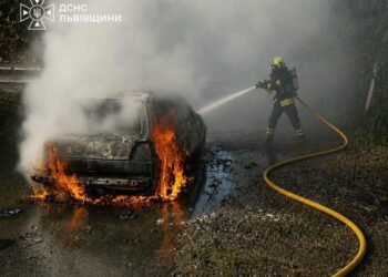 На Львівщині під час руху загорівся Volkswagen Golf: водій встиг вийти з авто, – ФОТО