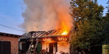 На Львівщині пожежа охопила дах господарської будівлі: вдалося врятувати свійських тварин і гараж, – ФОТО